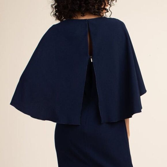 Trina Turk Wilderness Drapey Cape Sheath Dress Indigo Size 0 New - Picture 4 of 9
